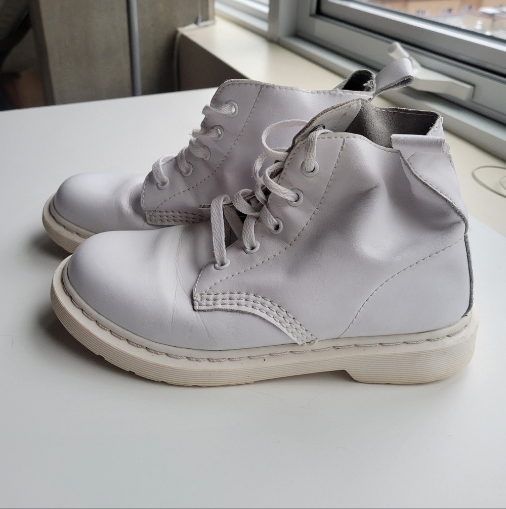 Genuine Soft Split Leather Ankle Boots Moto Combat Women's White 24 Size 7